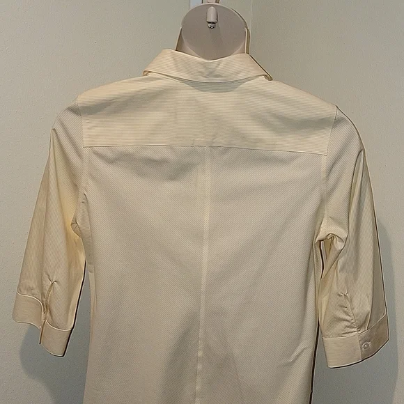 CHICOS WOMEN'S NO-IRON COTTON STRIPED POCKET-DETAIL SHIRT - Picture 6 of 10